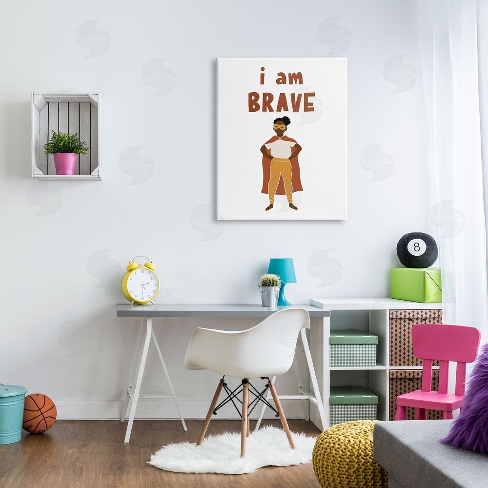 JJ House LLC I Am Brave Courageous Phrase Motivational Super Hero  Canvas Wall Art Print in Room