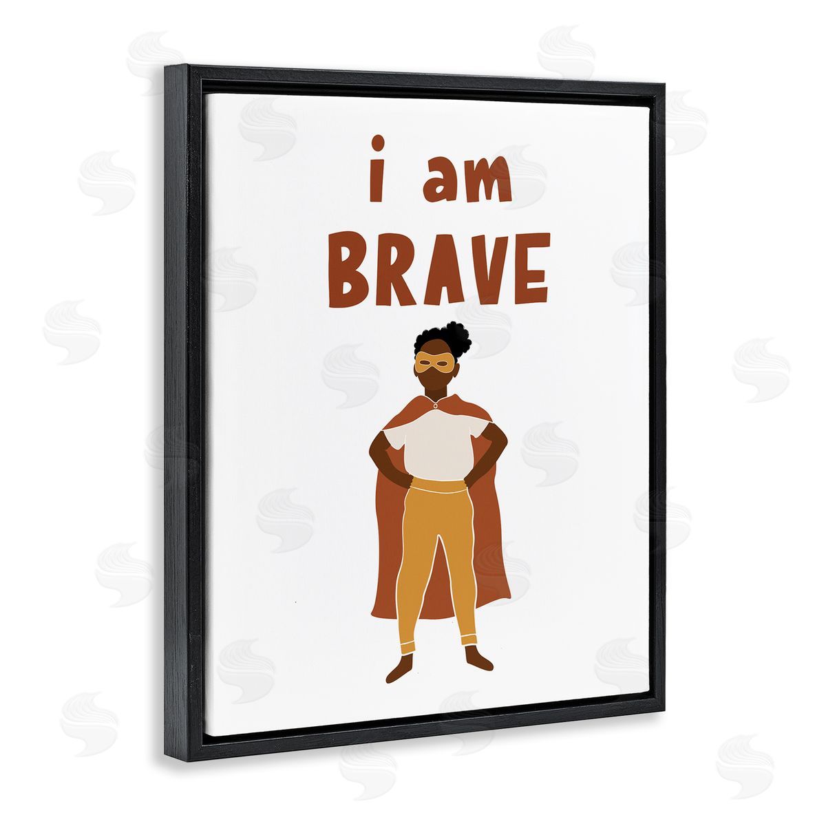 JJ House LLC I Am Brave Courageous Phrase Motivational Super Hero  Black Floating Frame Canvas Wall Art Print