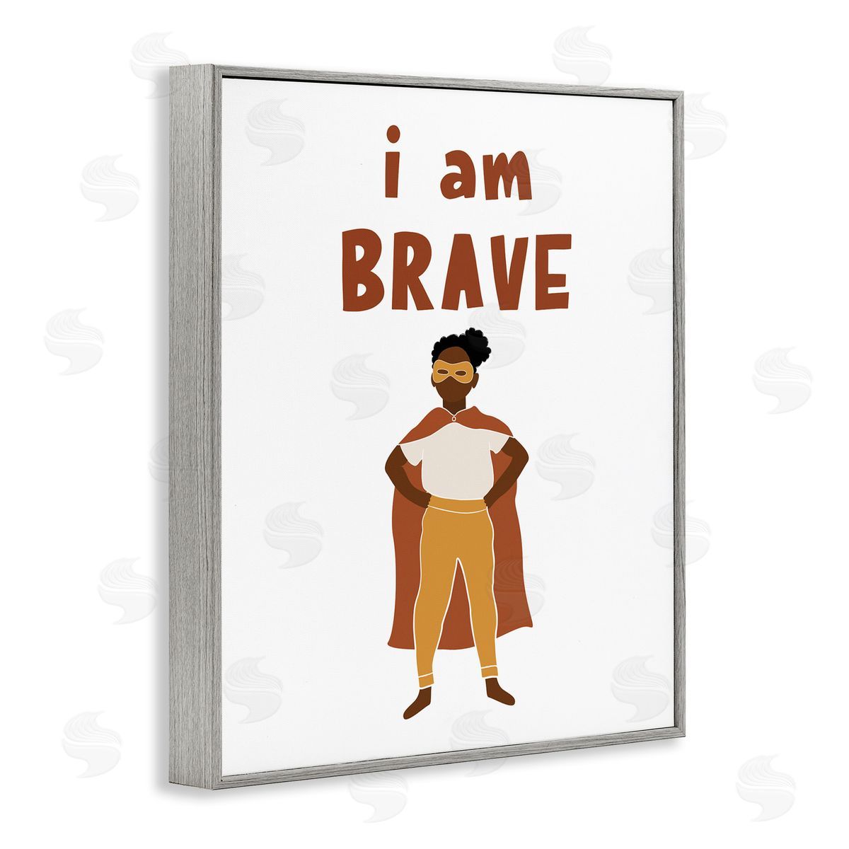 JJ House LLC I Am Brave Courageous Phrase Motivational Super Hero  Gray Framed Giclee Wall Art Print