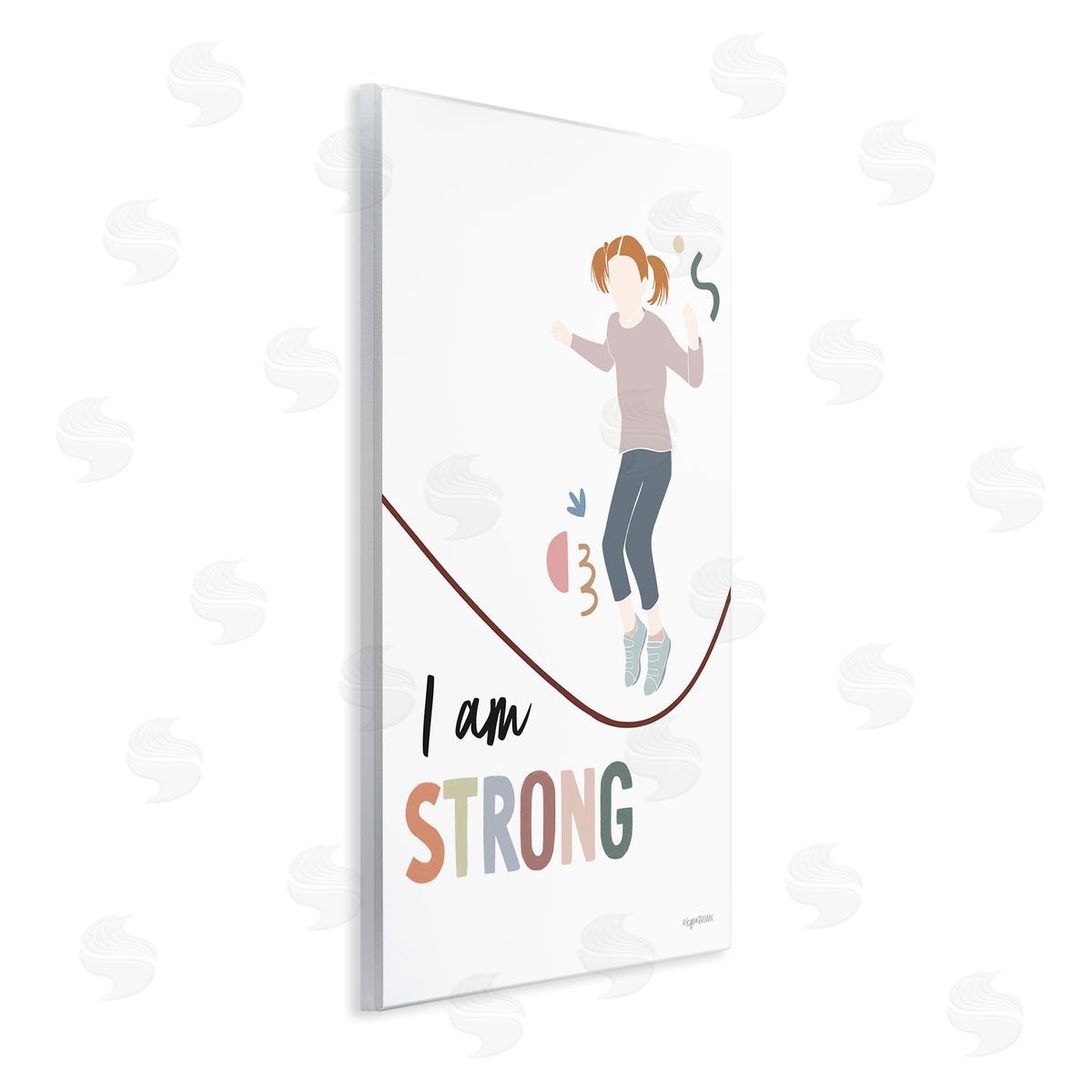 Lady Louises I Am Strong Uplifting Girl Jumping Rope Phrase Wall Plaque Art Print