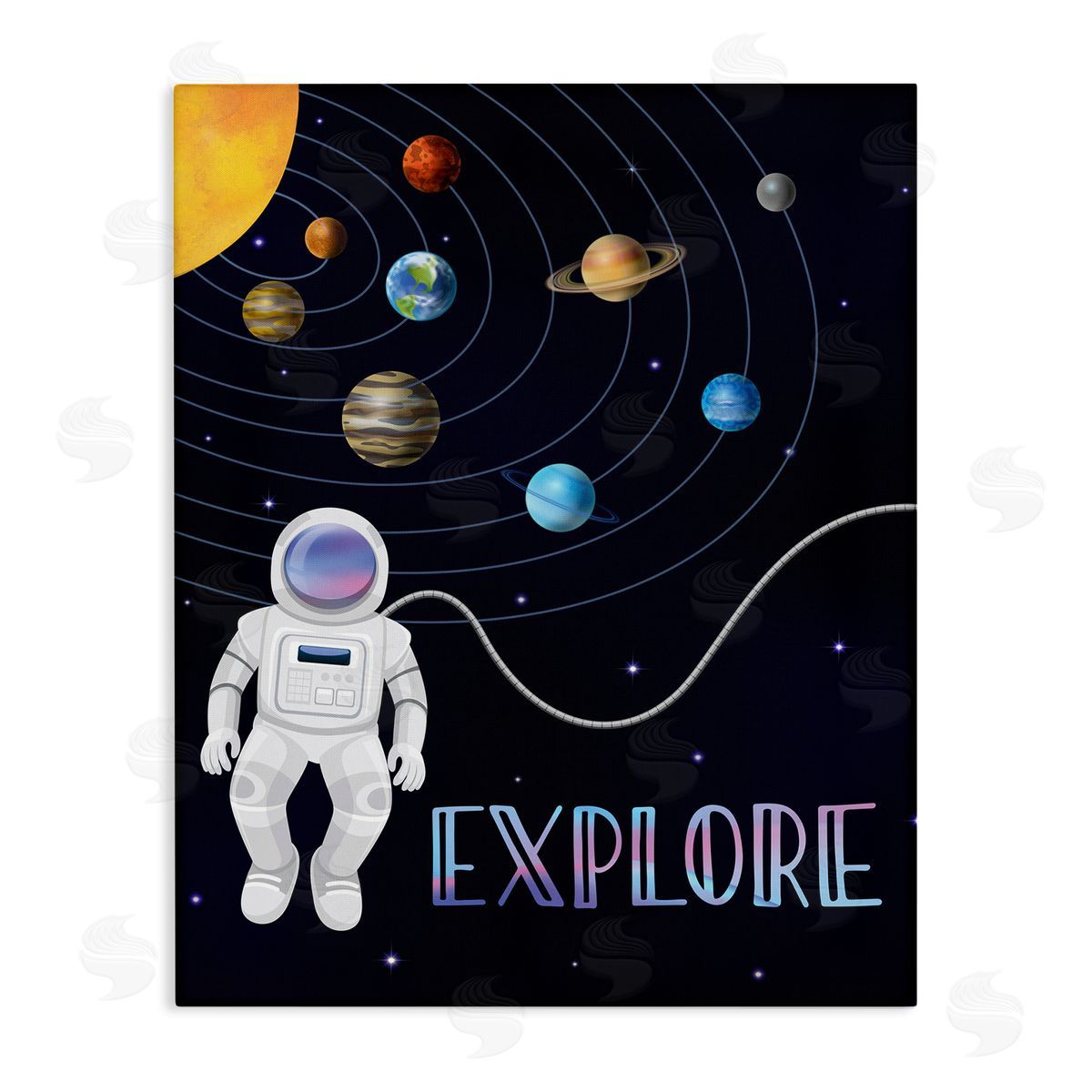 Linda Birtel Explore Outer Space Adventure Astronaut Among Planets Stretched Canvas Wall Art Print