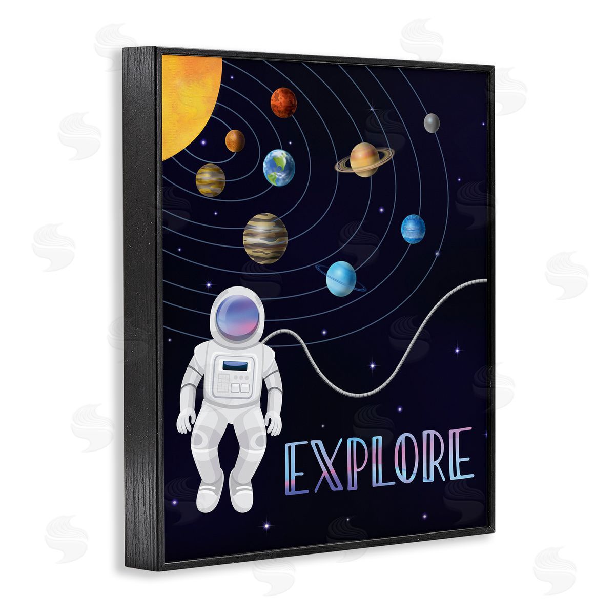 Linda Birtel Explore Outer Space Adventure Astronaut Among Planets Black Framed Giclee Wall Art Print