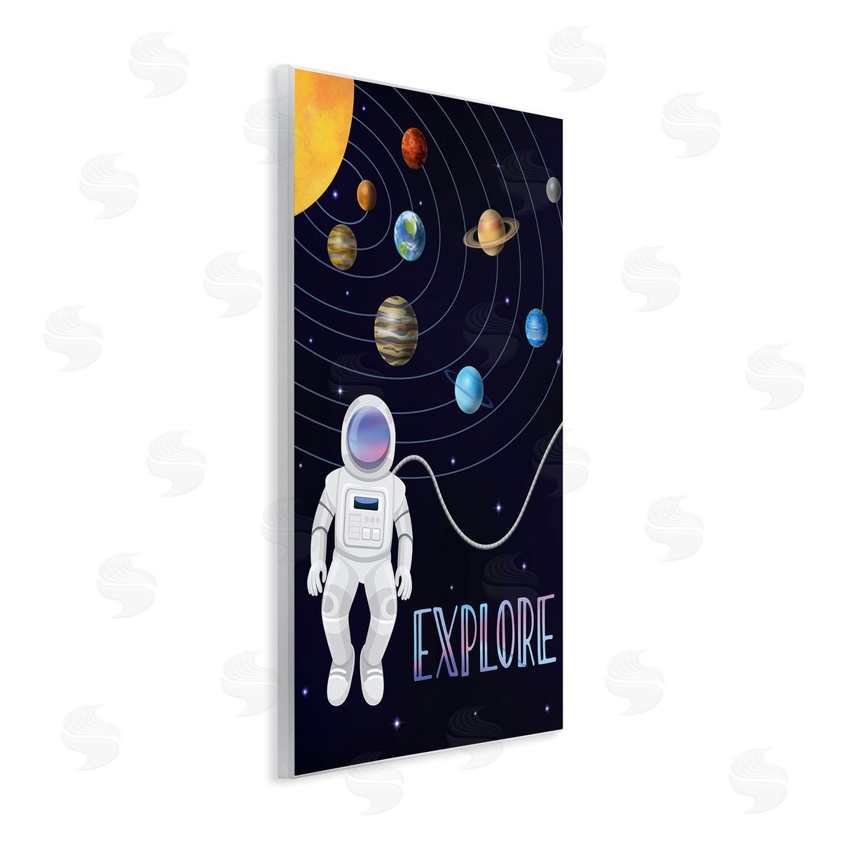 Linda Birtel Explore Outer Space Adventure Astronaut Among Planets Wall Plaque Art Print