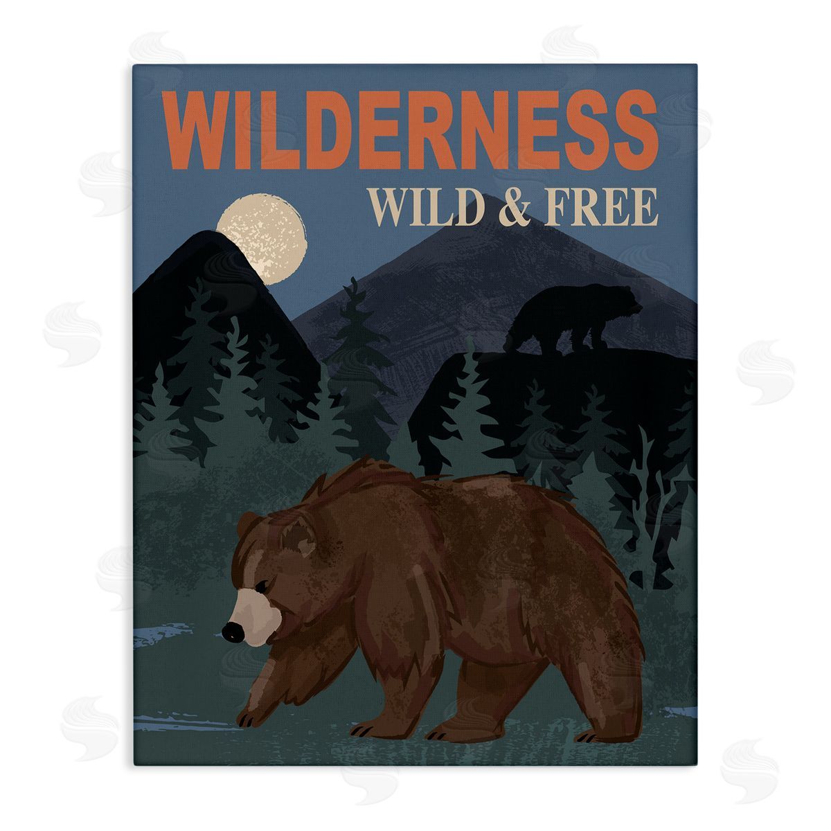 Lisa Perry Whitebutton Wild & Free Adventure Scene Mountain Forest Wildlife Stretched Canvas Wall Art Print