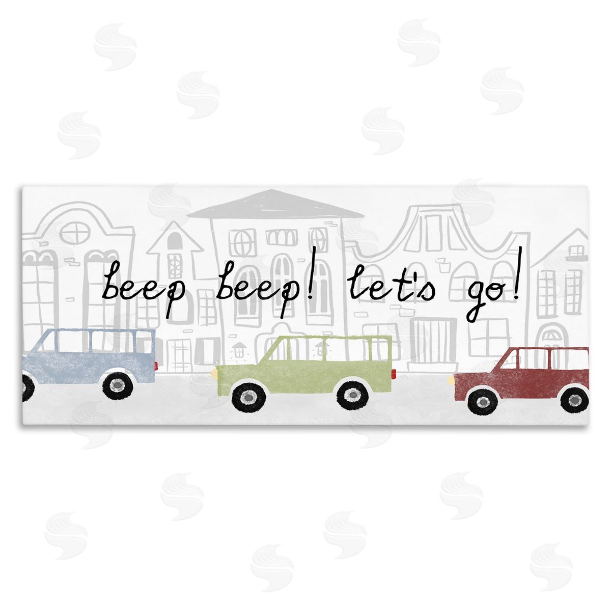 Stupell Studio Beep Let's Go Traffic Town Cityscape Cartoon Cars