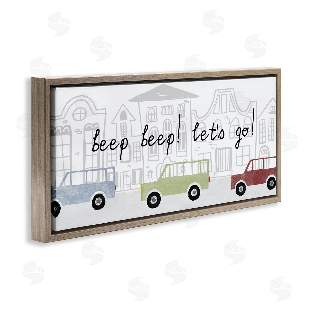 Stupell Studio Beep Let's Go Traffic Town Cityscape Cartoon Cars
