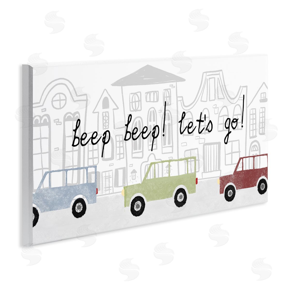 Stupell Studio Beep Let's Go Traffic Town Cityscape Cartoon Cars