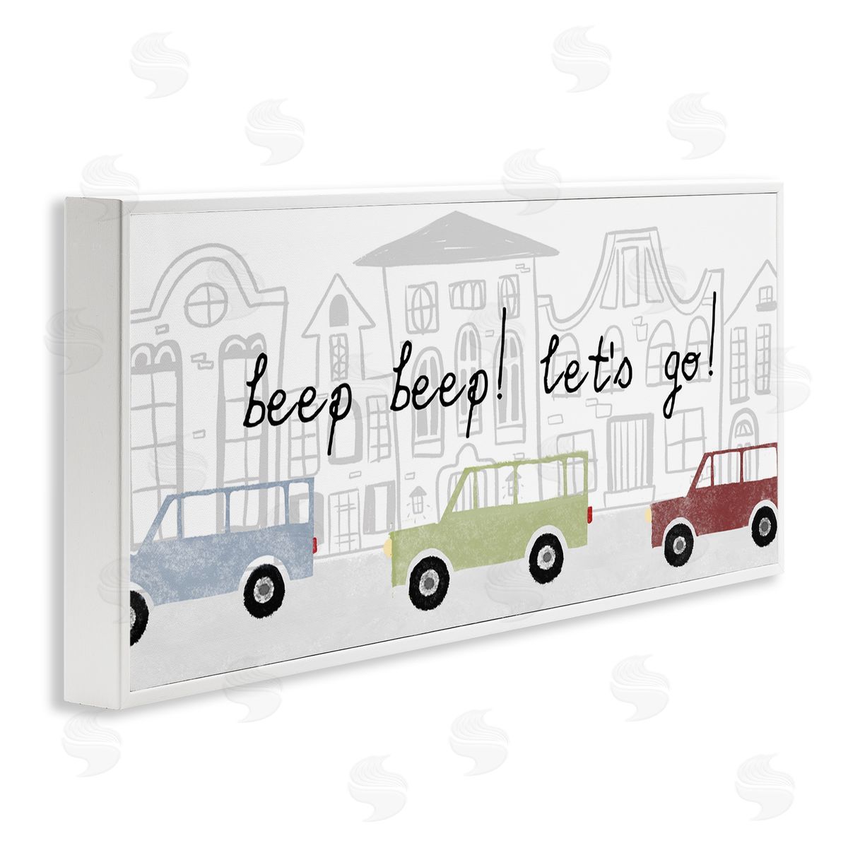 Stupell Studio Beep Let's Go Traffic Town Cityscape Cartoon Cars