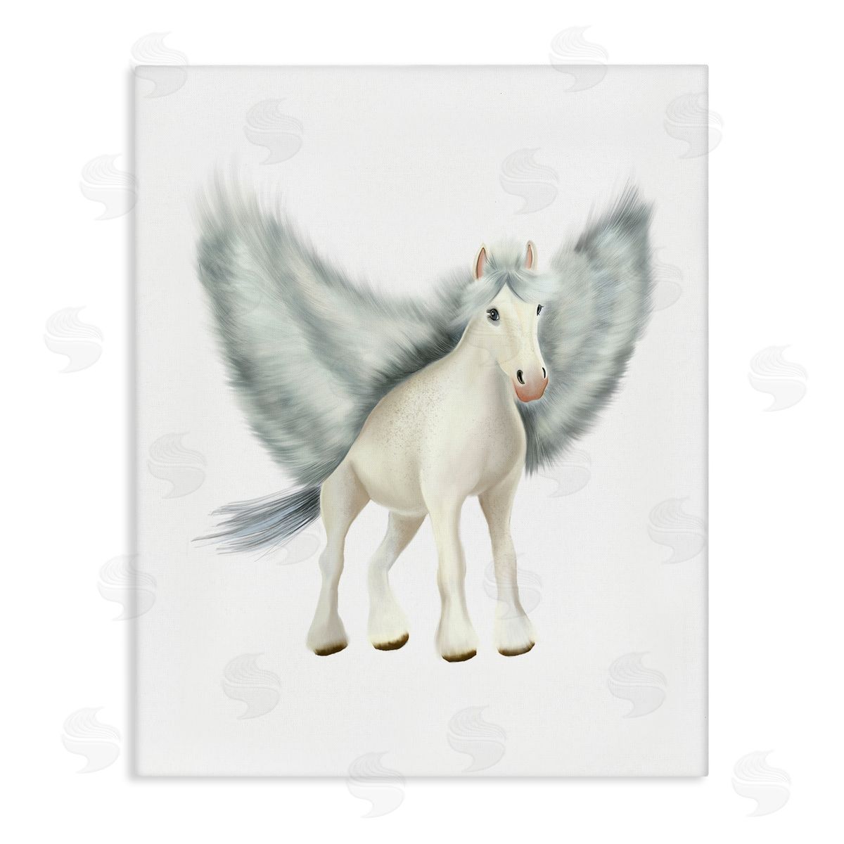 Studio Q Mythical Pegasus Creature Flying Horse Fantasy Painting Stretched Canvas Wall Art Print
