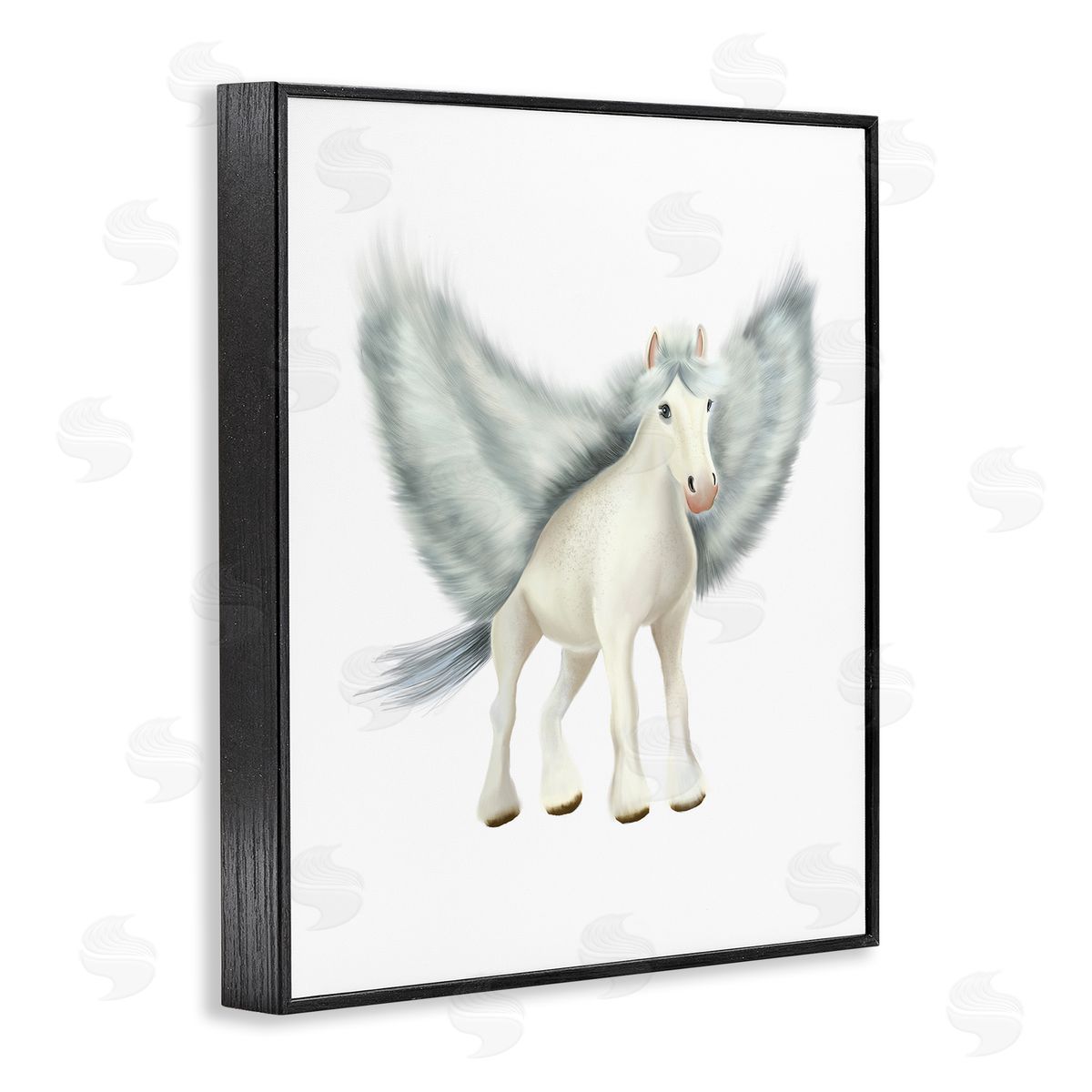 Studio Q Mythical Pegasus Creature Flying Horse Fantasy Painting Black Framed Giclee Wall Art Print