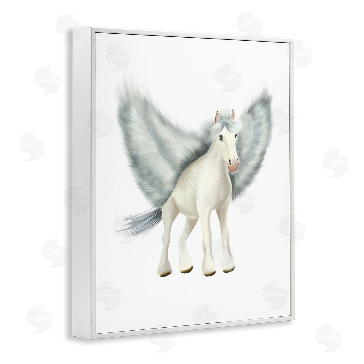 Studio Q Mythical Pegasus Creature Flying Horse Fantasy Painting White Framed Giclee Wall Art Print