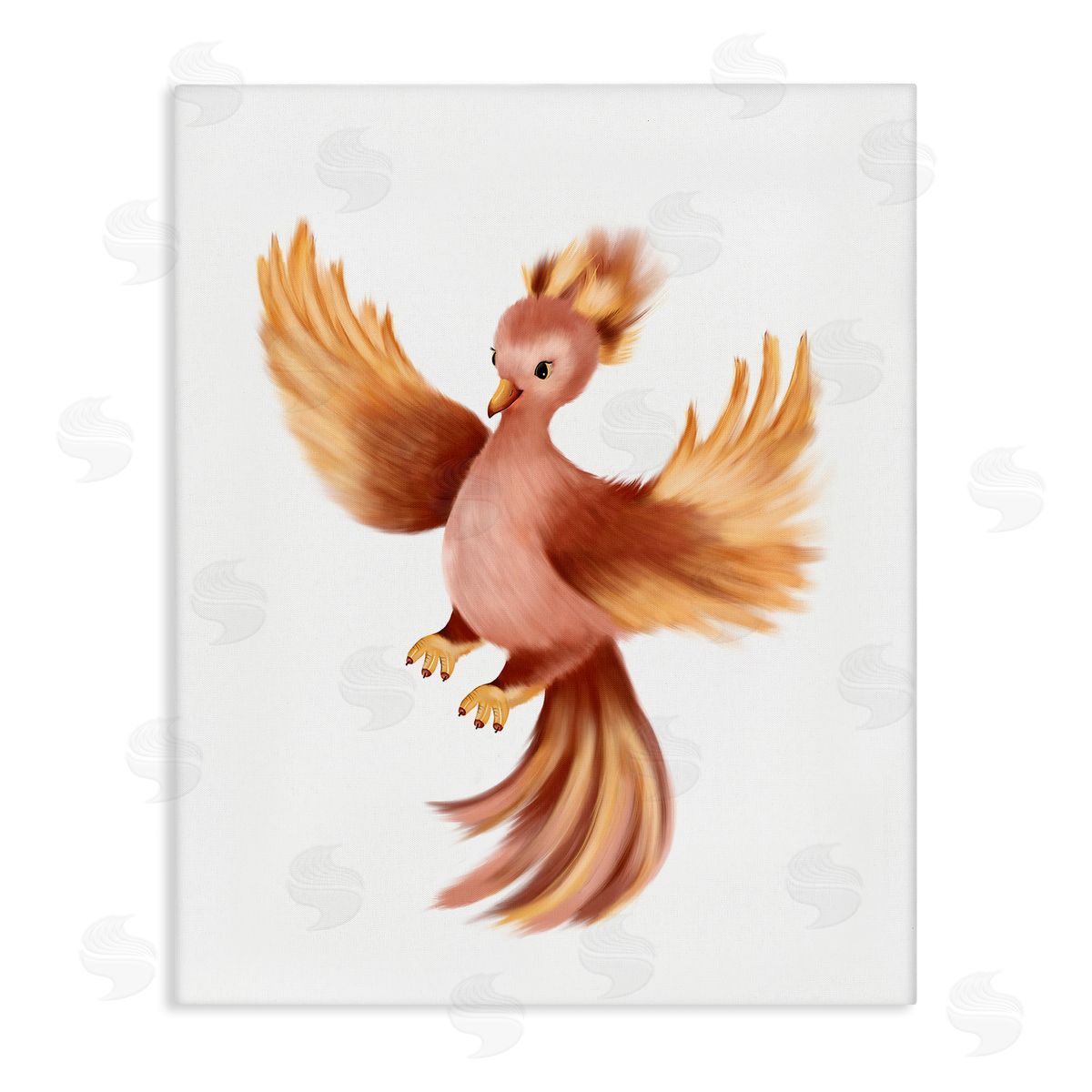 Studio Q Flying Phoenix Bird Mythology Fantasy Creature Illustration Stretched Canvas Wall Art Print