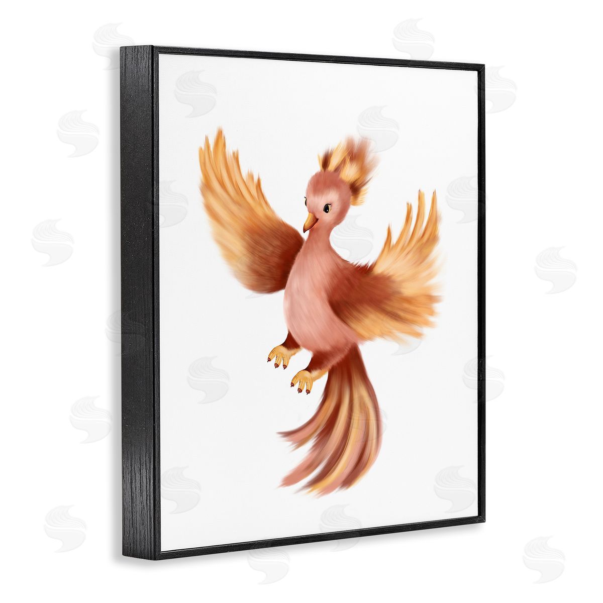 Studio Q Flying Phoenix Bird Mythology Fantasy Creature Illustration Black Framed Giclee Wall Art Print