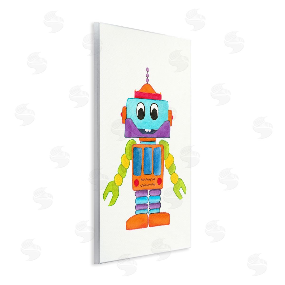 Elvira Errico Bold Smiling Robot Vivid Playful Kids Illustration Wall Plaque Art Print