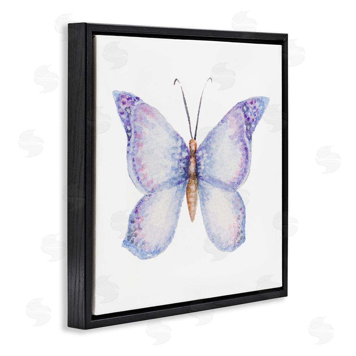 Janice Gaynor Lovely Purple Butterfly Wings Animal Insect Painting Black Floating Frame Canvas Wall Art Print