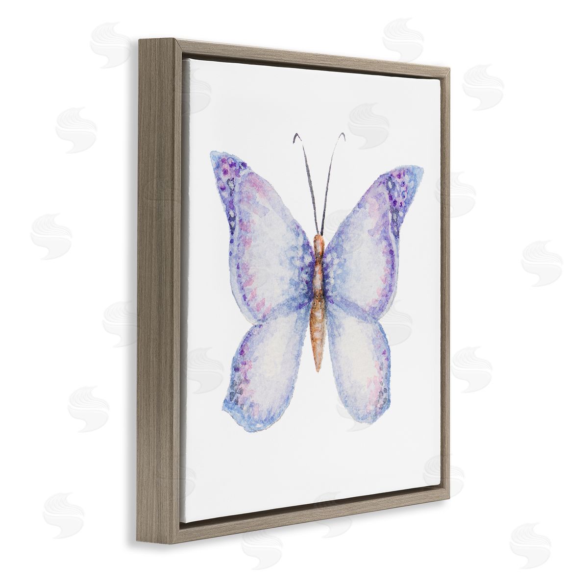 Janice Gaynor Lovely Purple Butterfly Wings Animal Insect Painting Brown Floating Frame Canvas Wall Art Print