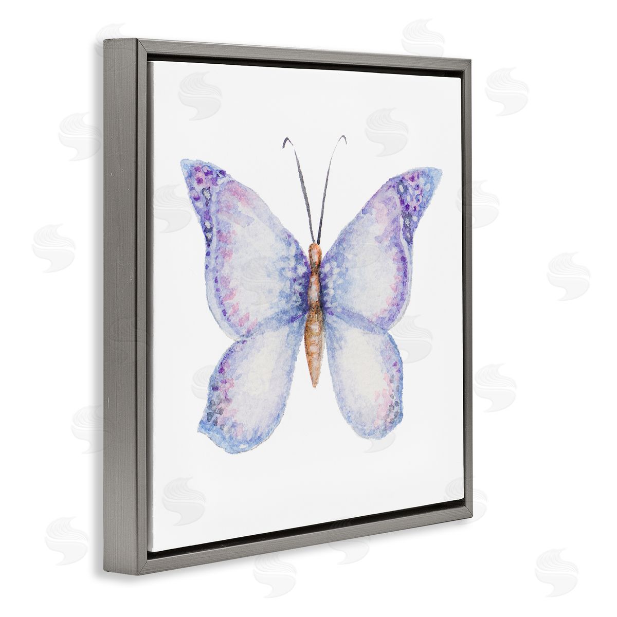 Janice Gaynor Lovely Purple Butterfly Wings Animal Insect Painting Gray Floating Frame Canvas Wall Art Print