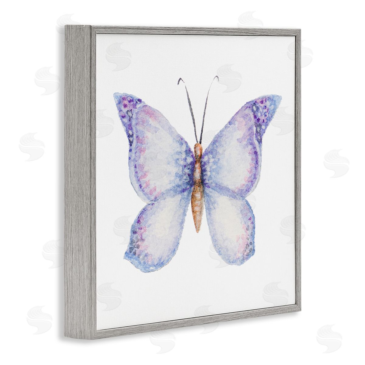 Janice Gaynor Lovely Purple Butterfly Wings Animal Insect Painting Gray Framed Glicee Wall Art Print