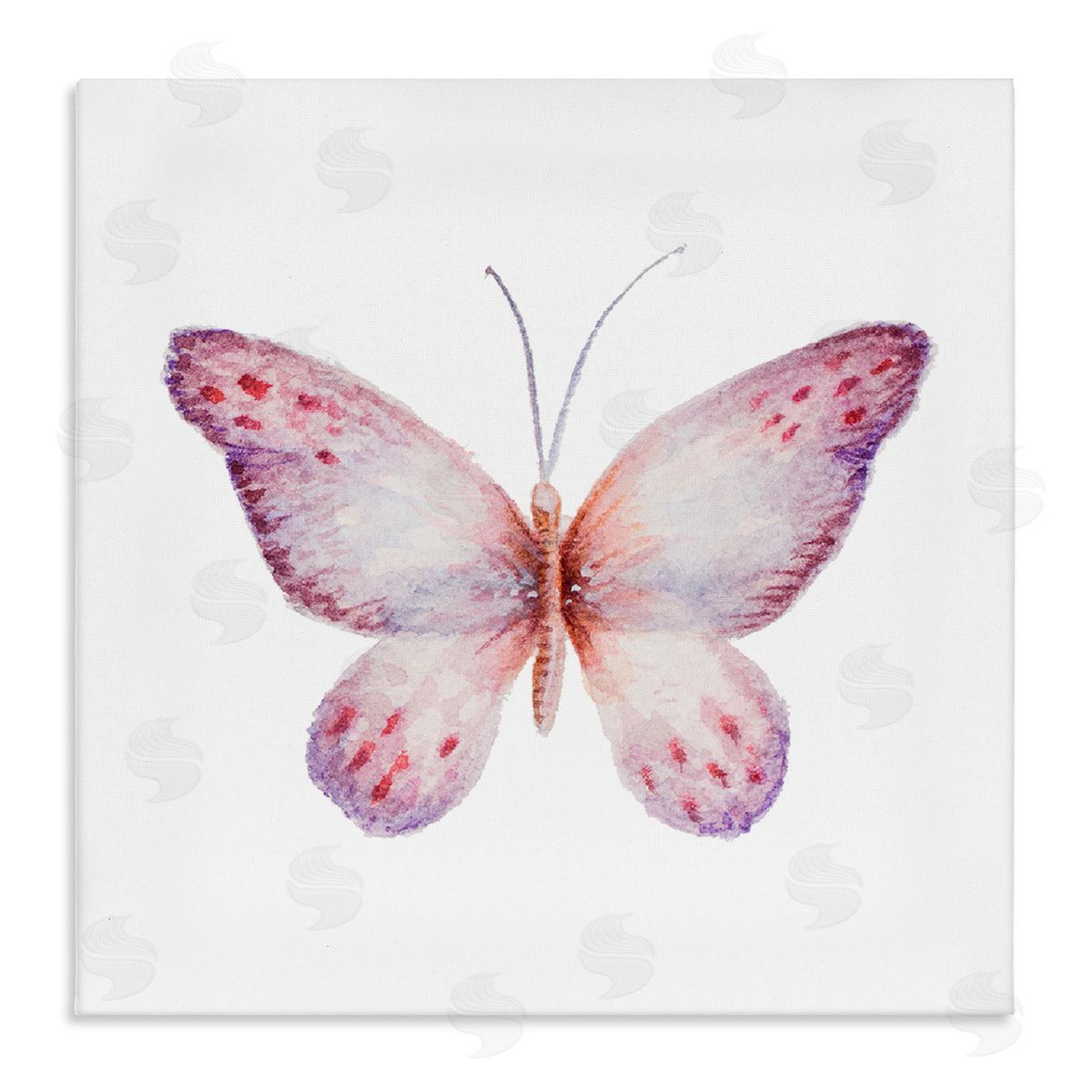 Janice Gaynor Delicate Butterfly Red Spotted Wings Insect Illustration Stretched Canvas Wall Art Print