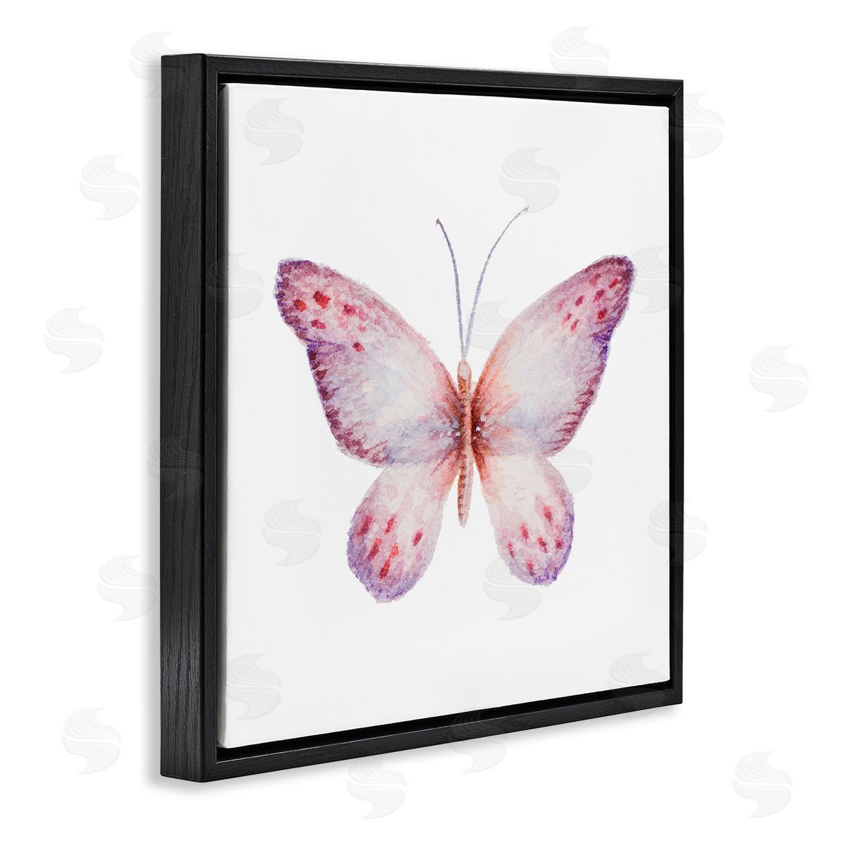 Janice Gaynor Delicate Butterfly Red Spotted Wings Insect Illustration Black Floating Frame Canvas Wall Art Print