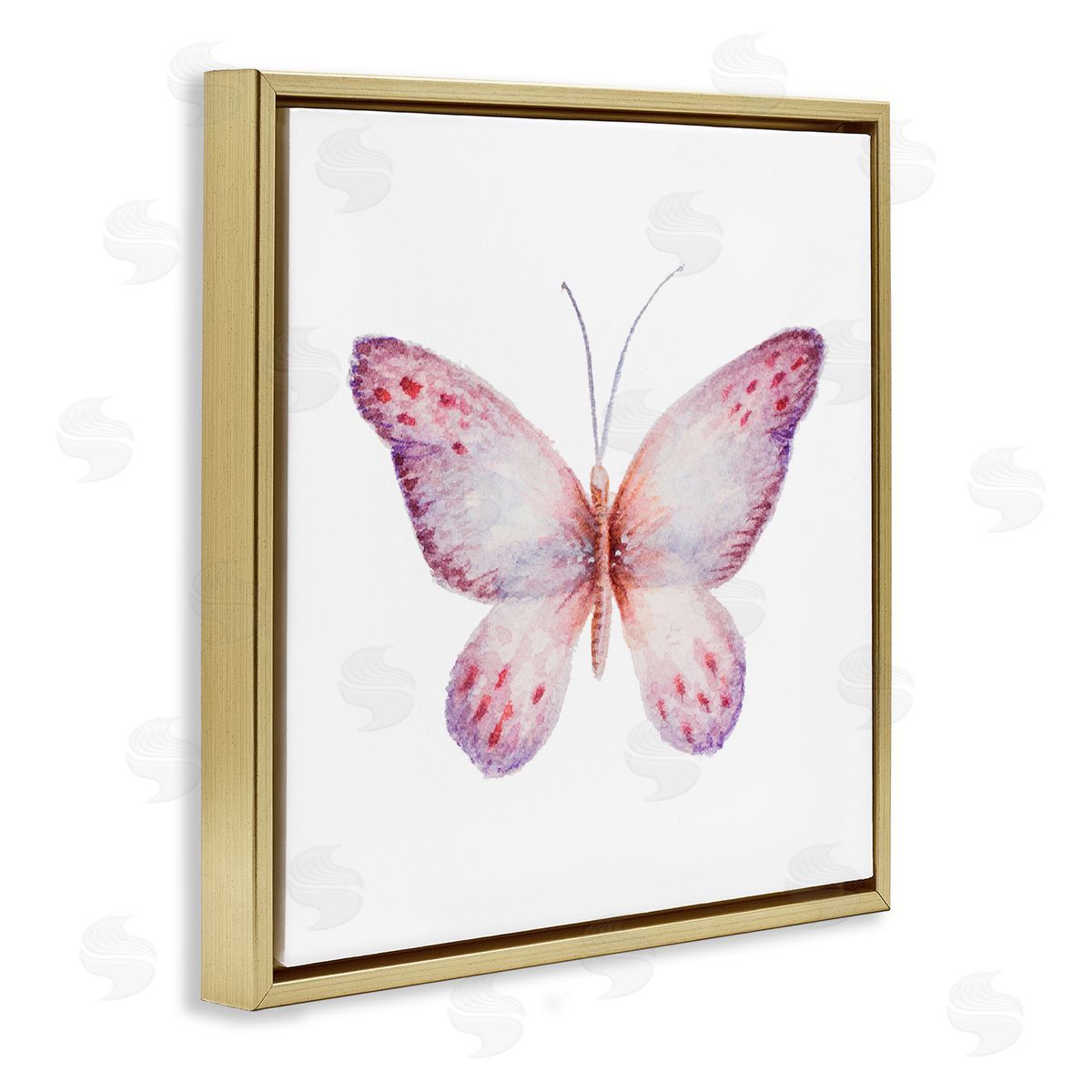 Janice Gaynor Delicate Butterfly Red Spotted Wings Insect Illustration Gold Floating Frame Canvas Wall Art Print