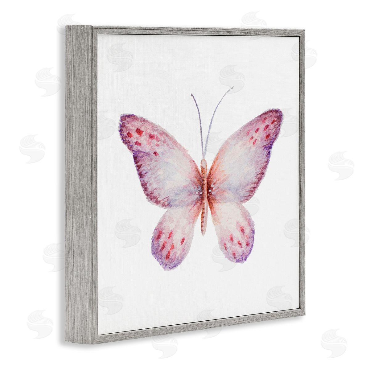 Janice Gaynor Delicate Butterfly Red Spotted Wings Insect Illustration Gray Framed Glicee Wall Art Print