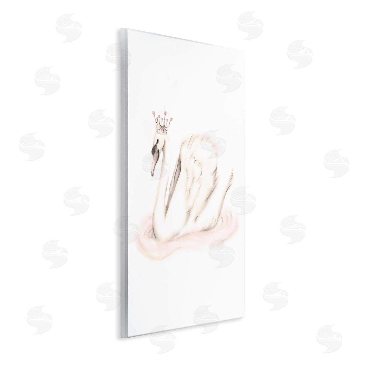 Studio Q Elegant Swan Princess Wearing Crown Tiara Pink Jewels Wall Plaque Art Print