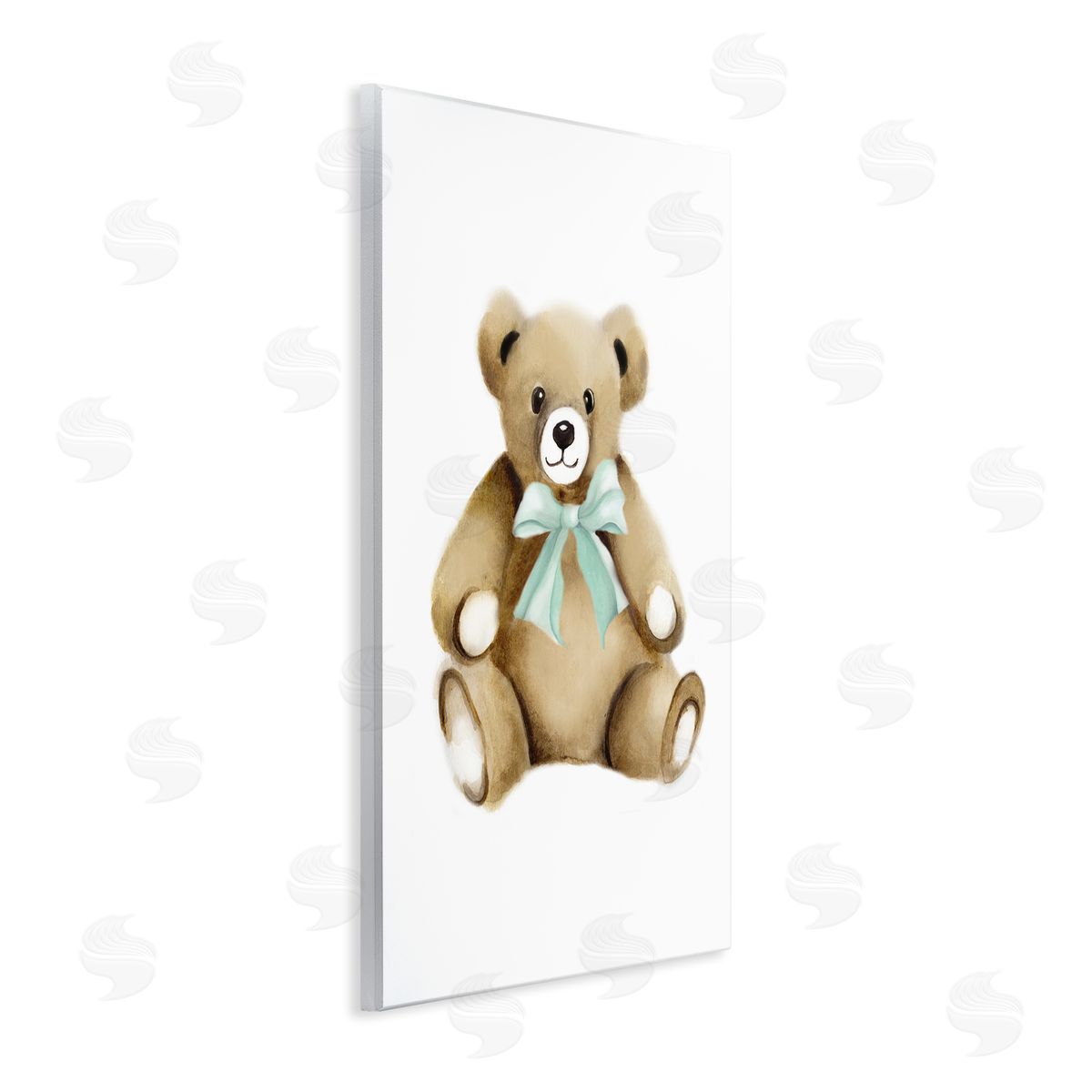 Studio Q Smiling Teddy Bear Bow Stuffed Animal Sitting Wall Plaque Art Print