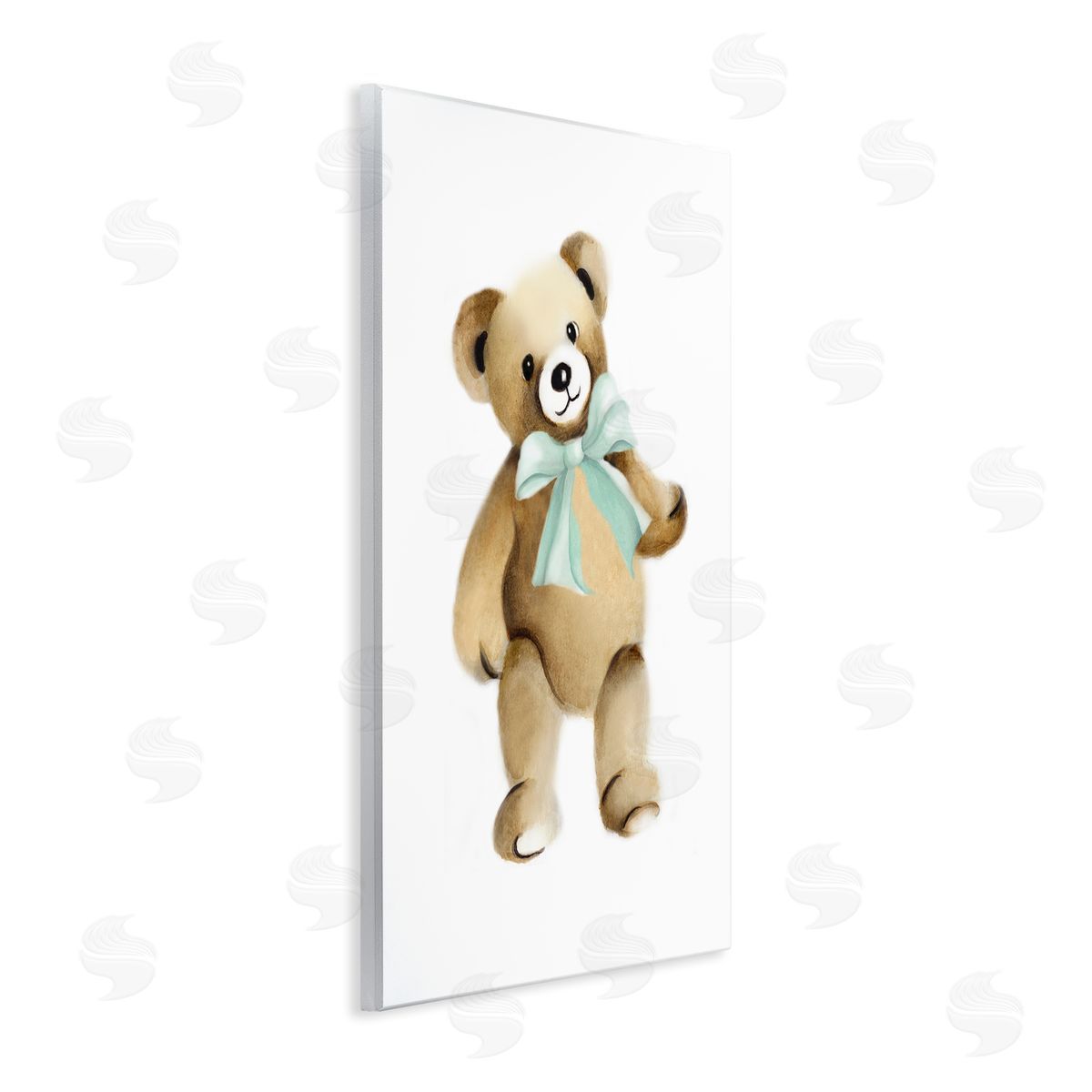 Studio Q Teddy Bear Green Bow Kids Nursery Animal  Wall Plaque Art Print
