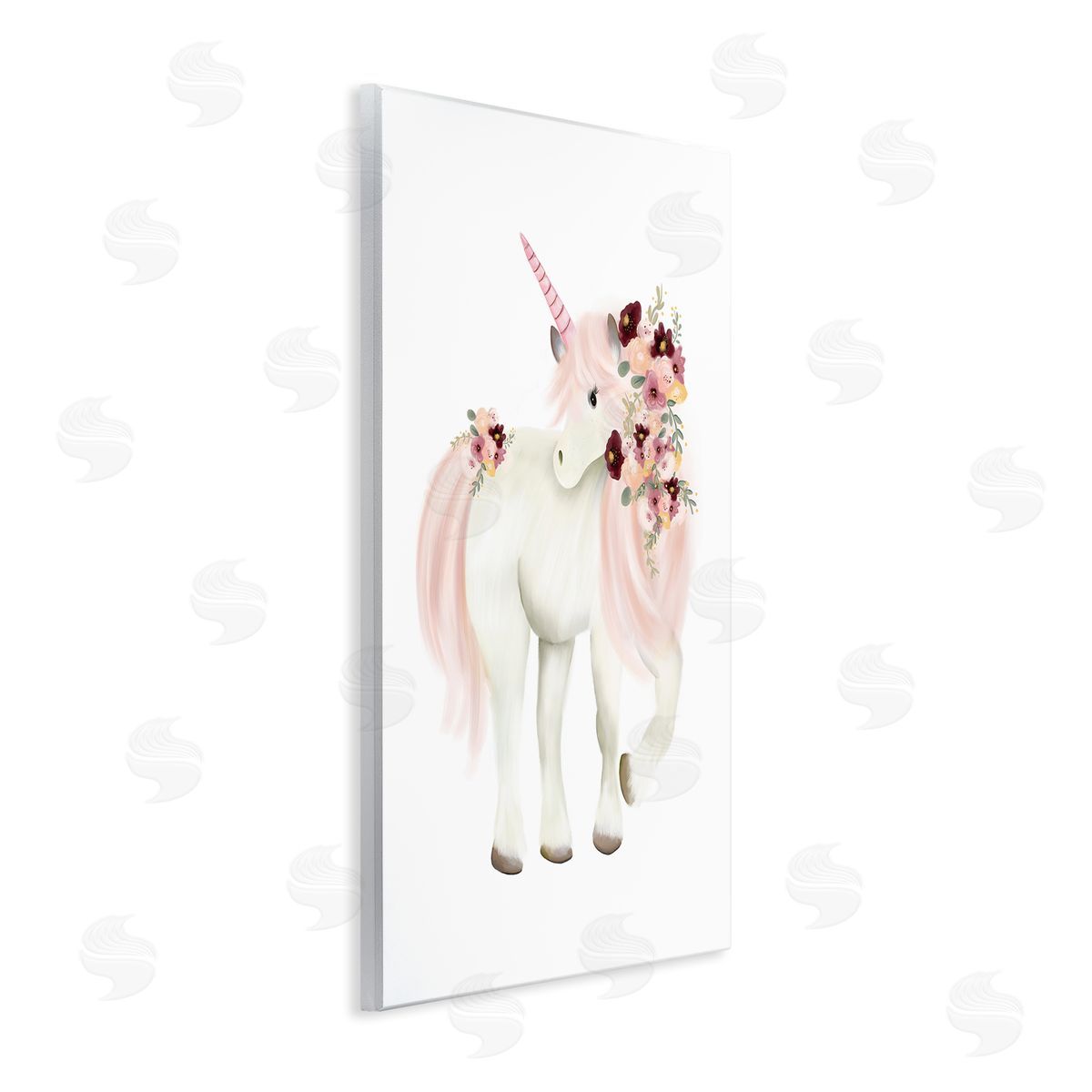 Studio Q Floral Decorated Unicorn Pink Mane Fantasy Creature  Wall Plaque Art Print