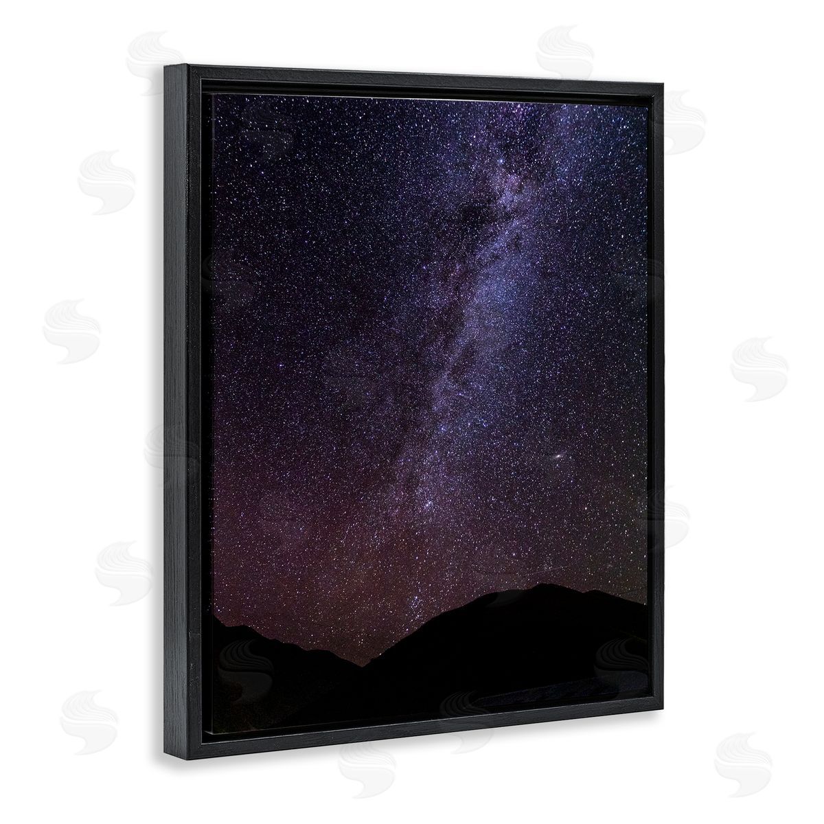 Steve Smith Breathtaking Night Stars Milky Way Shining Over Mountains Black Floating Frame Canvas Wall Art Print