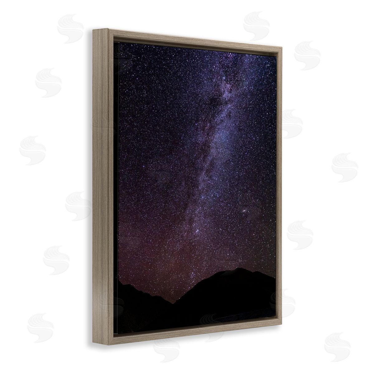 Steve Smith Breathtaking Night Stars Milky Way Shining Over Mountains Brown Floating Frame Canvas Wall Art Print