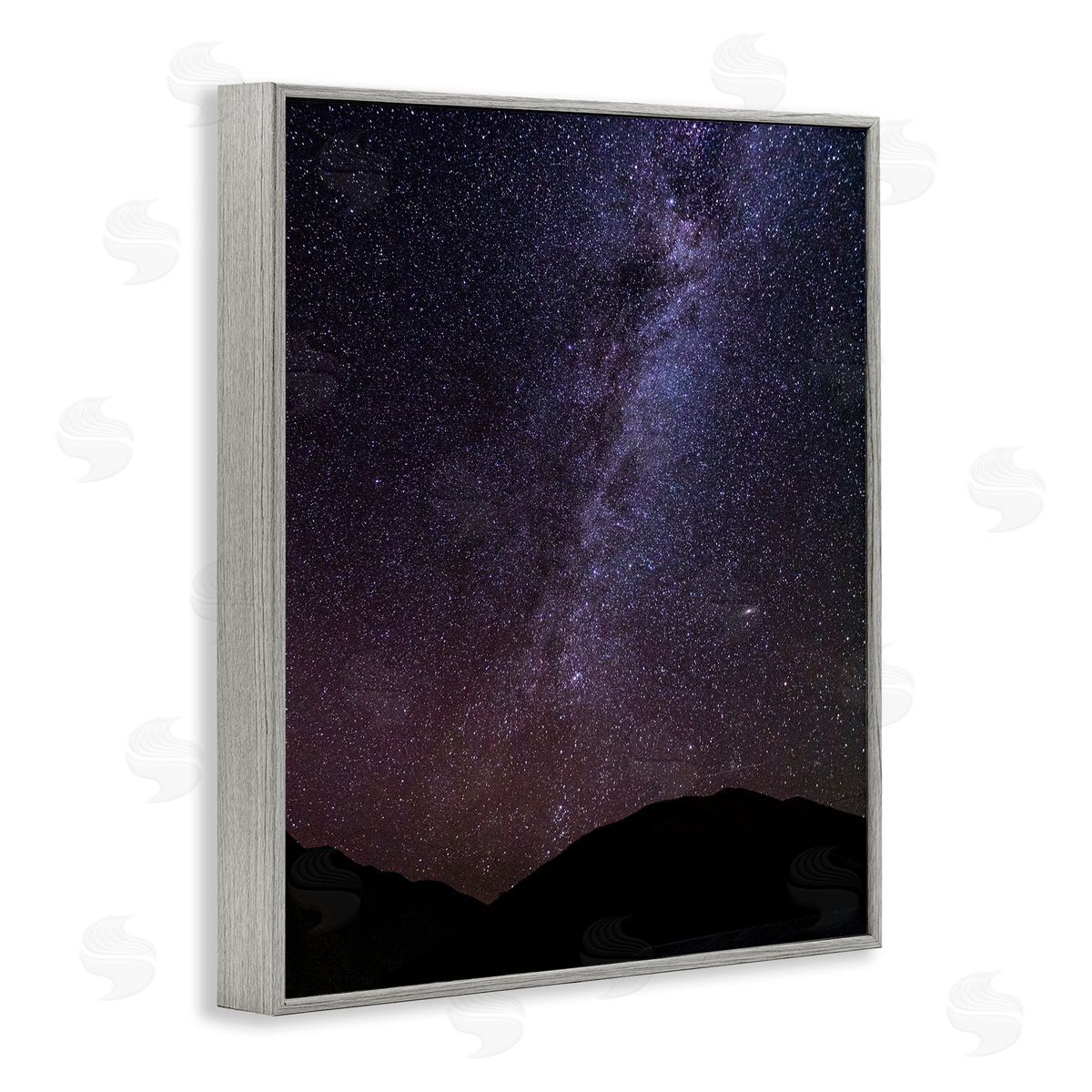 Steve Smith Breathtaking Night Stars Milky Way Shining Over Mountains Gray Framed Giclee Wall Art Print