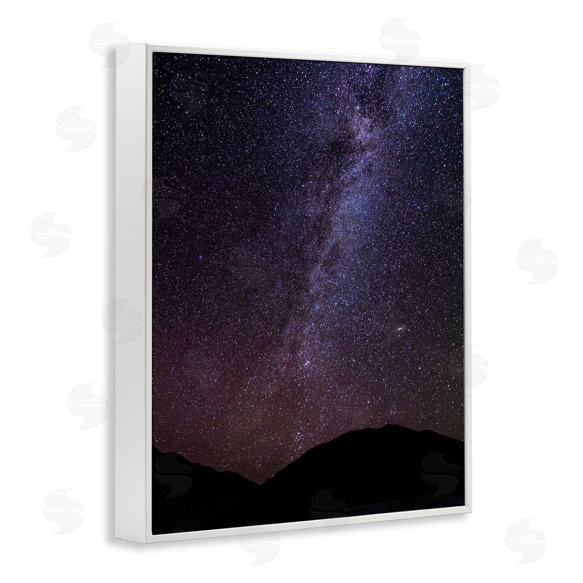 Steve Smith Breathtaking Night Stars Milky Way Shining Over Mountains White Framed Giclee Wall Art Print