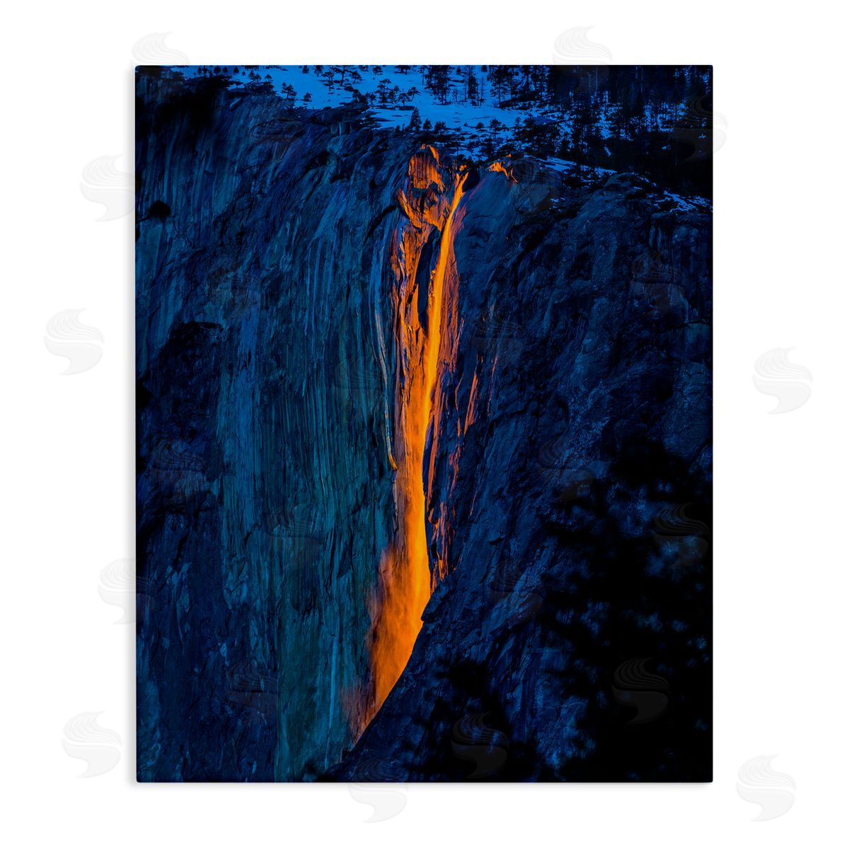 Steve Smith Lava Flowing Snowy Mountain Side Rock Cliffs Stretched Canvas Wall Art Print