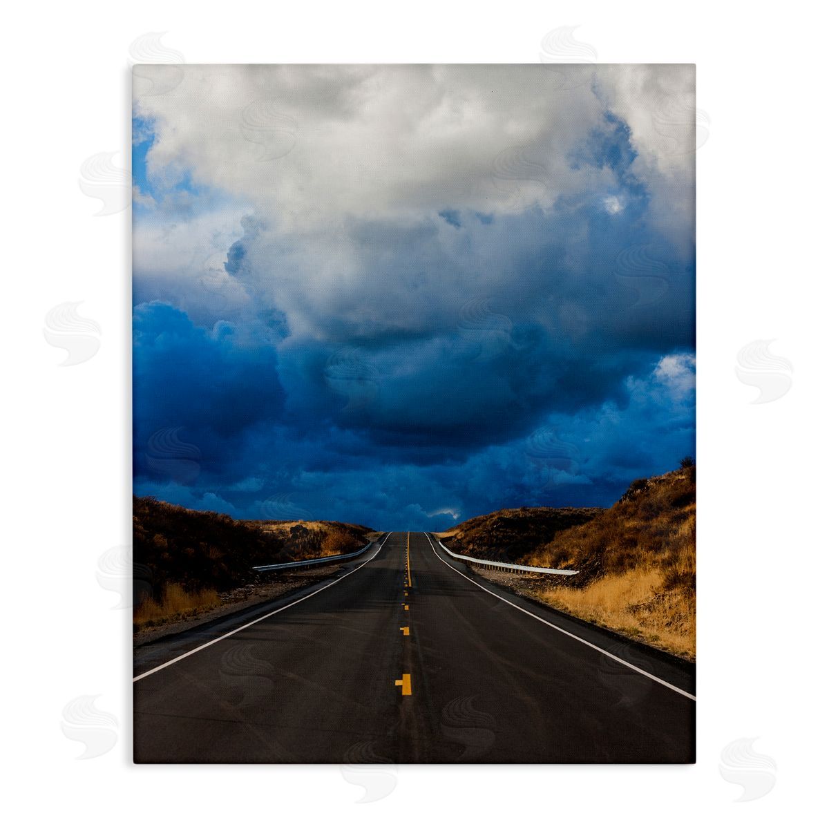 Steve Smith Highway Road Low Hanging Clouds Rural Countryside  Stretched Canvas Wall Art Print