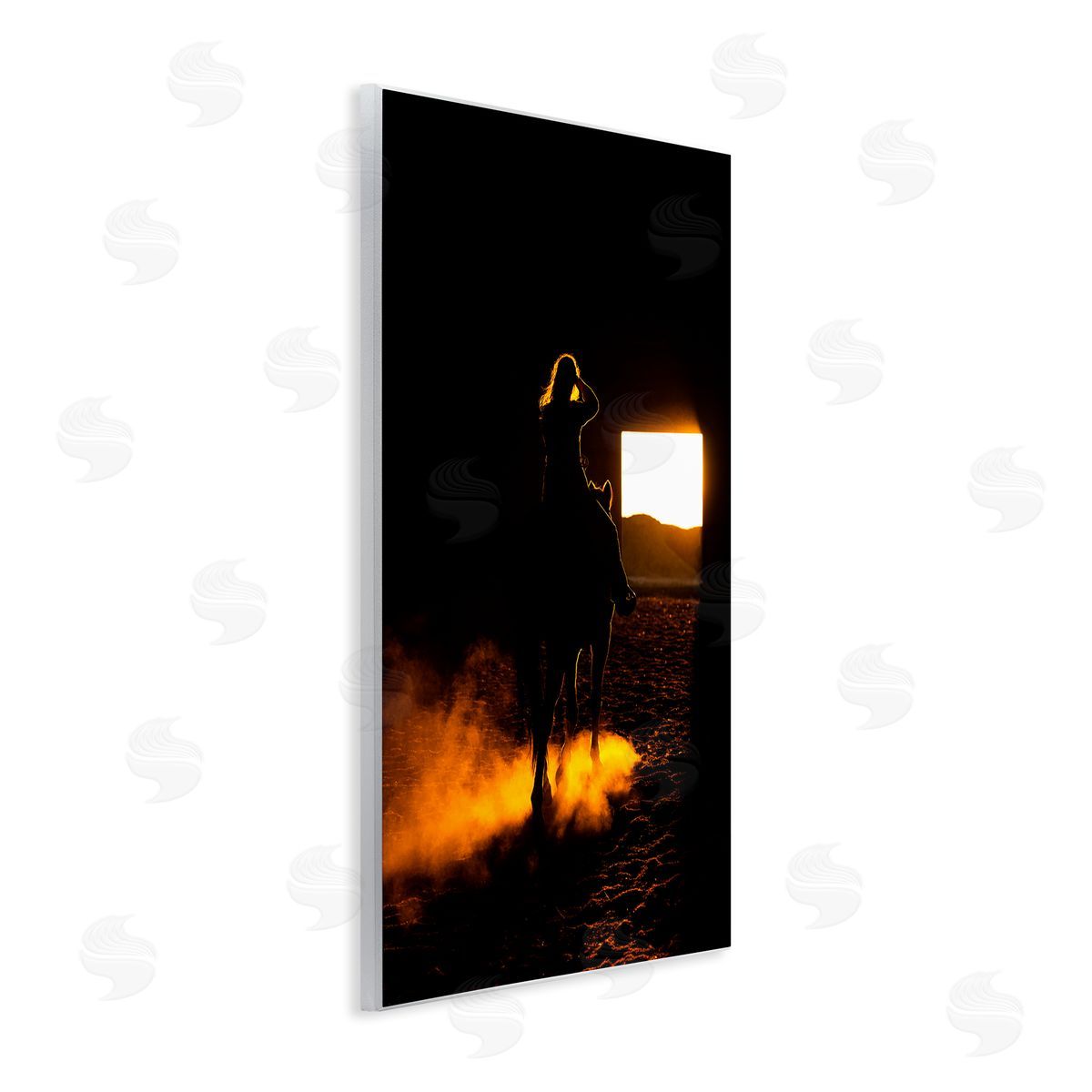 Steve Smith Equestrian Horse Jockey Silhouette Vivid Light Flare Wall Plaque Art Print