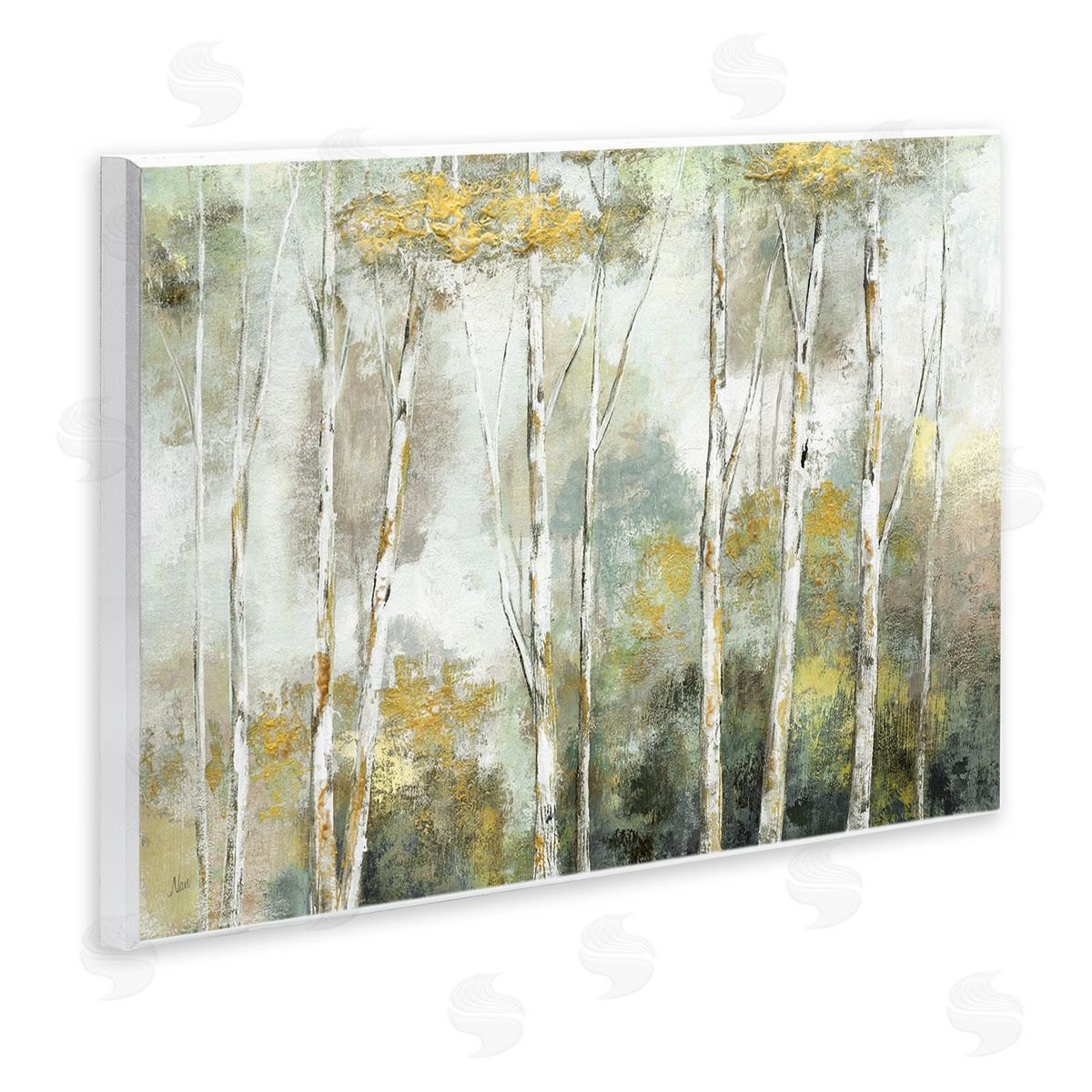 Nan Birch Tree Forest Yellow Foliage Woodland Painting Wall Plaque Art Print