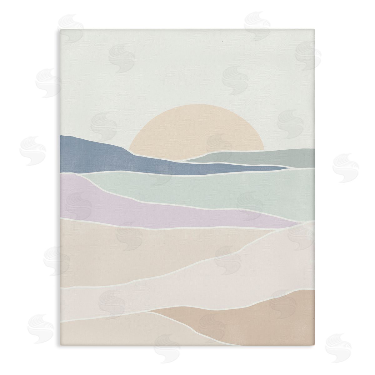 June Erica Vess Geometric Sunrise Shapes Boho Landscape Desert Hills Stretched Canvas Wall Art Print