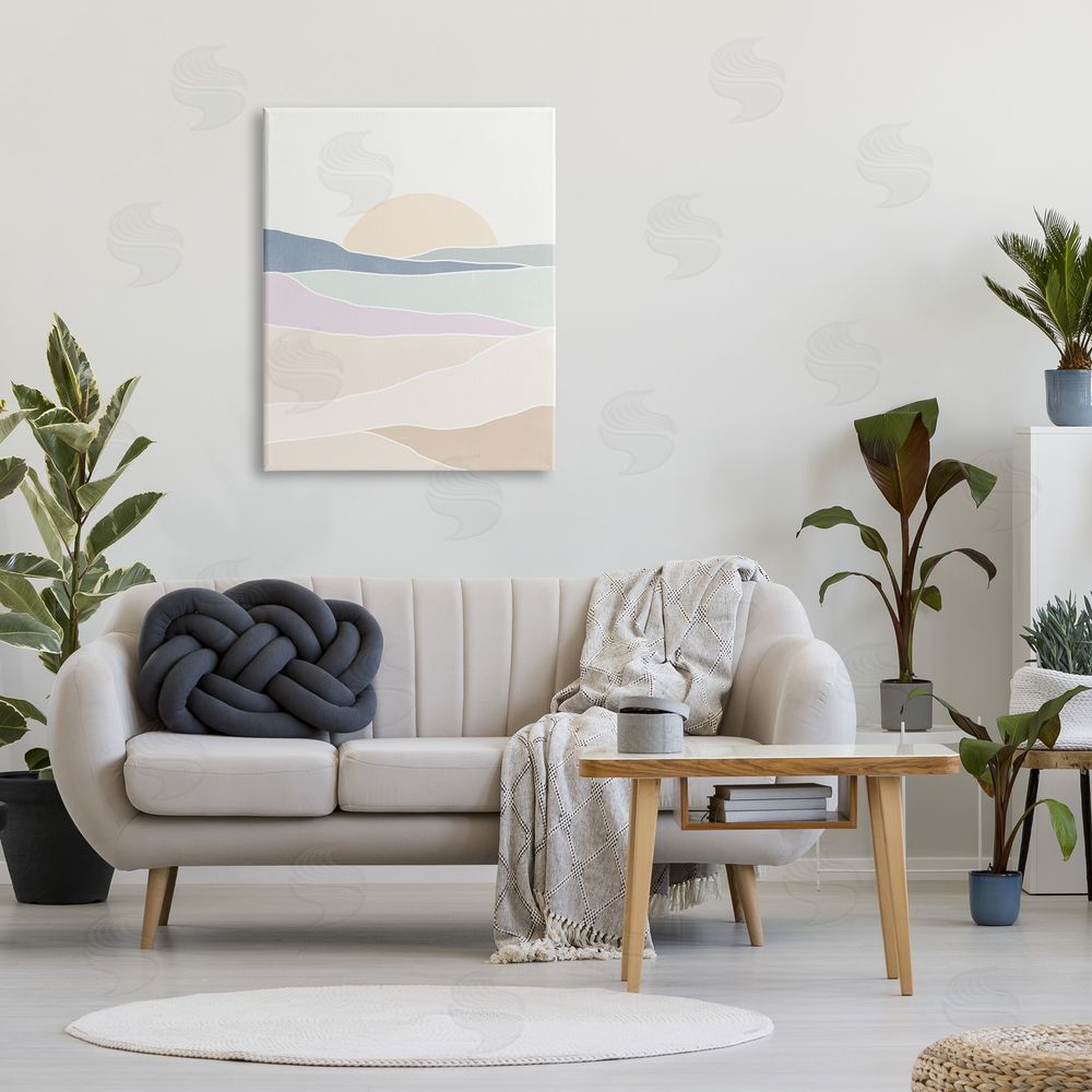 June Erica Vess Geometric Sunrise Shapes Boho Landscape Desert Hills Canvas Wall Art Print in Room