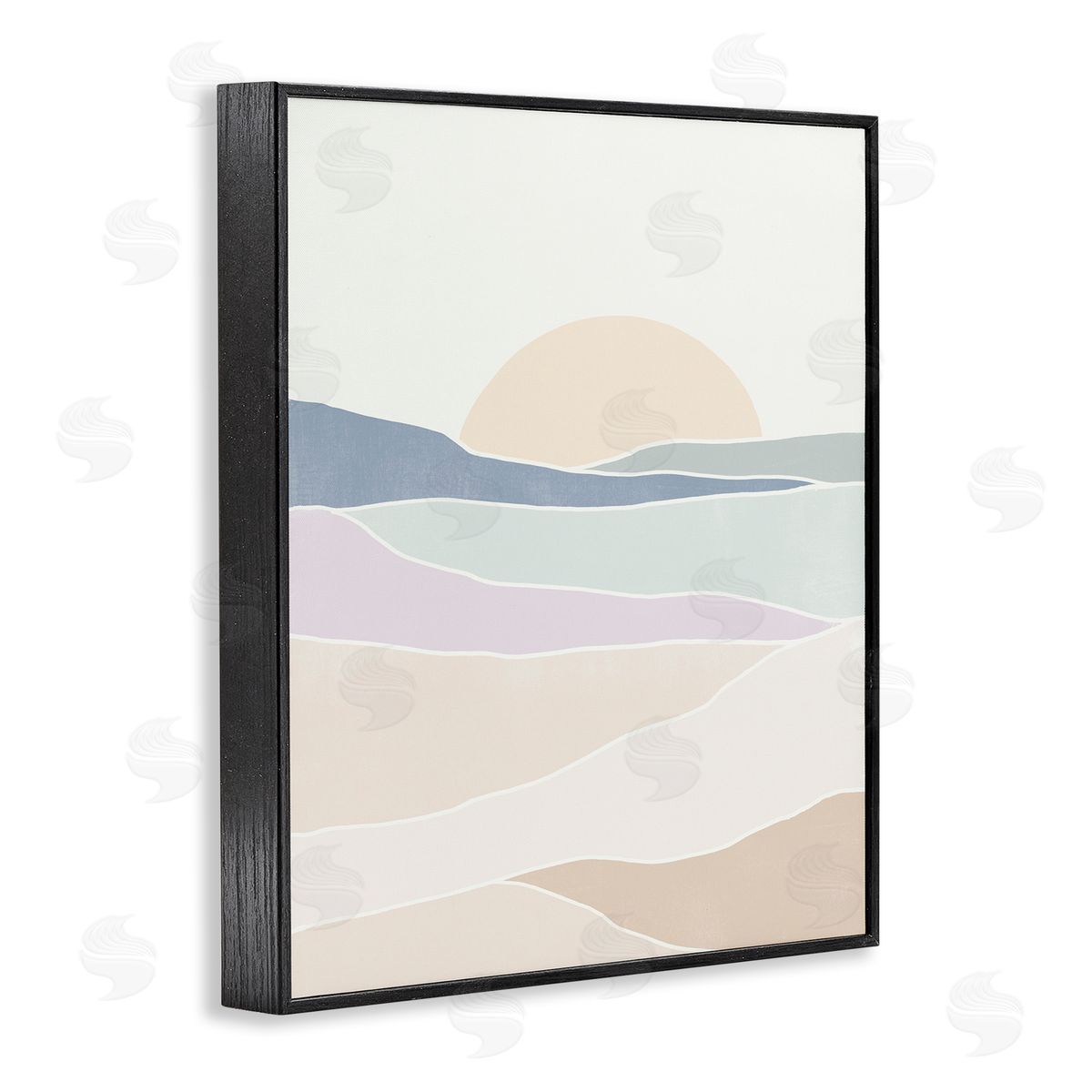 June Erica Vess Geometric Sunrise Shapes Boho Landscape Desert Hills Black Framed Giclee Wall Art Print