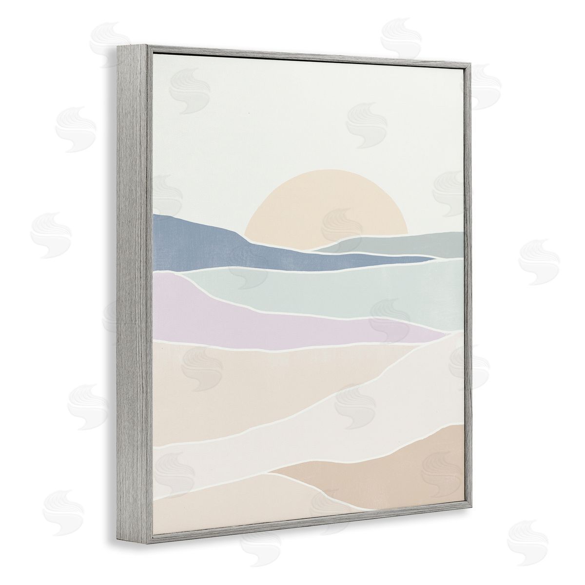 June Erica Vess Geometric Sunrise Shapes Boho Landscape Desert Hills Gray Framed Giclee Wall Art Print