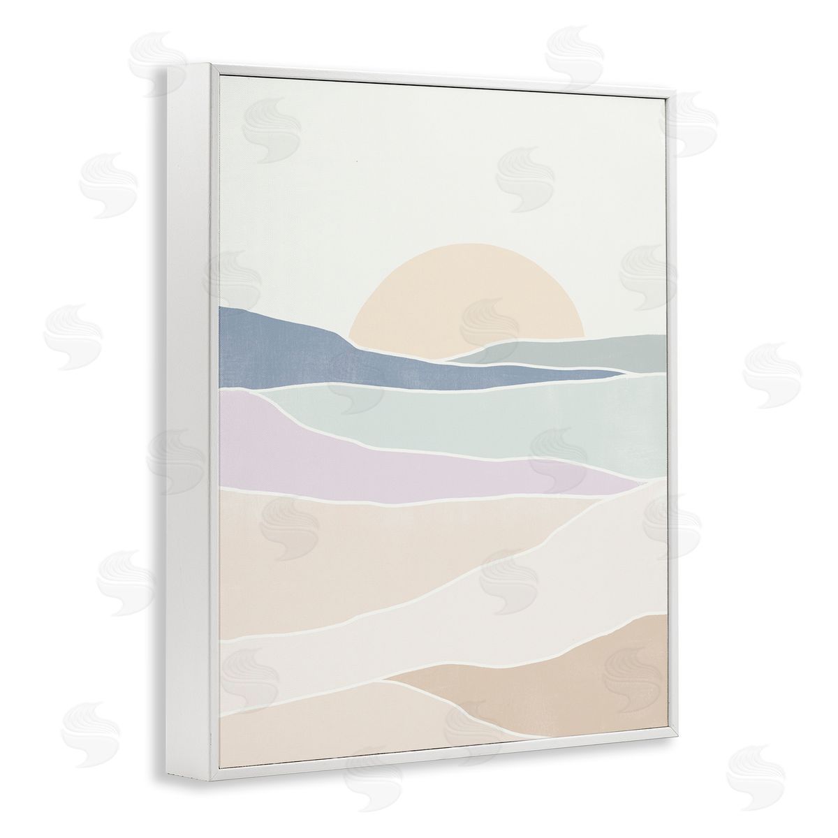 June Erica Vess Geometric Sunrise Shapes Boho Landscape Desert Hills White Framed Giclee Wall Art Print