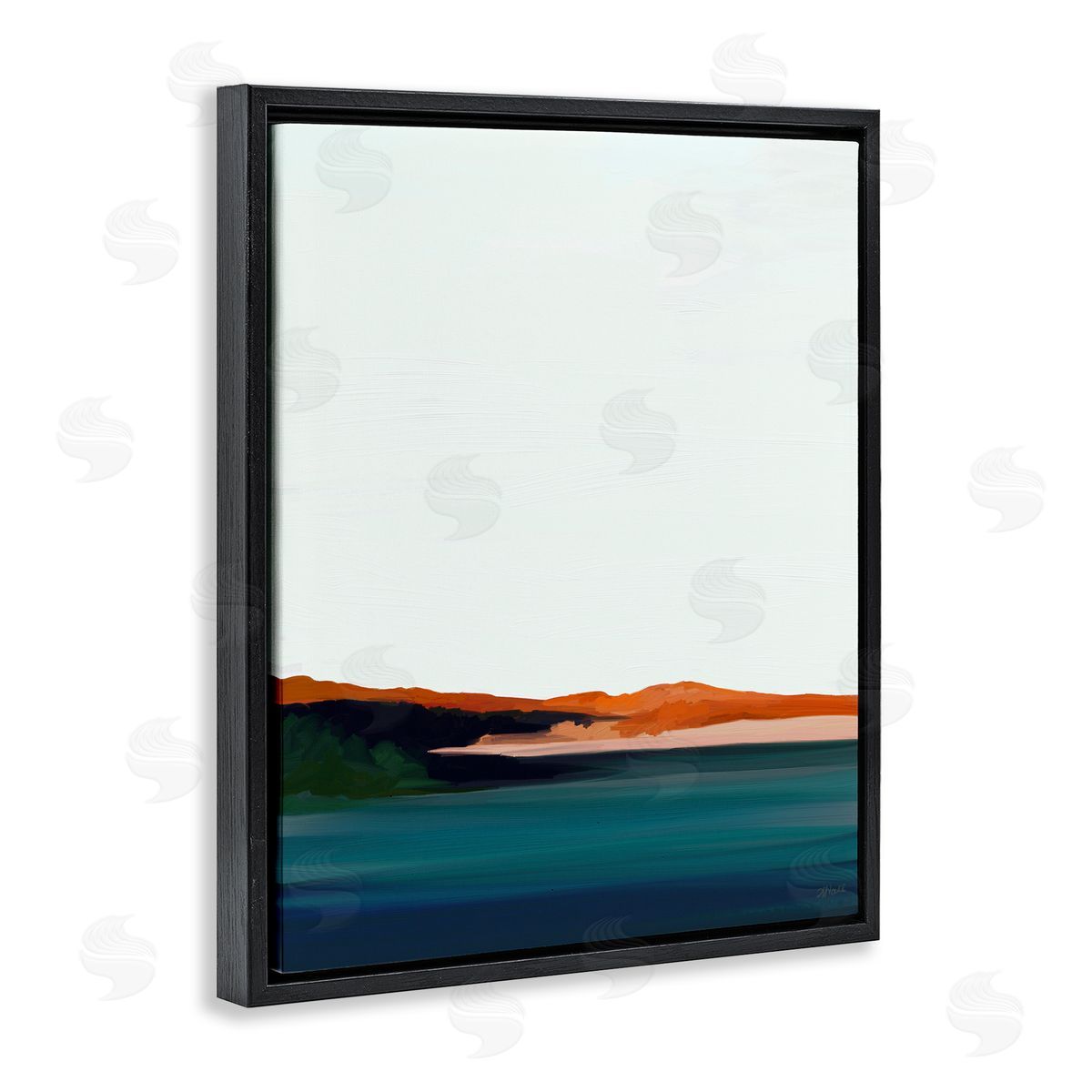 Amy Hall Serene Coastline Landscape Red Sands Quiet Sky Black Floating Frame Canvas Wall Art Print