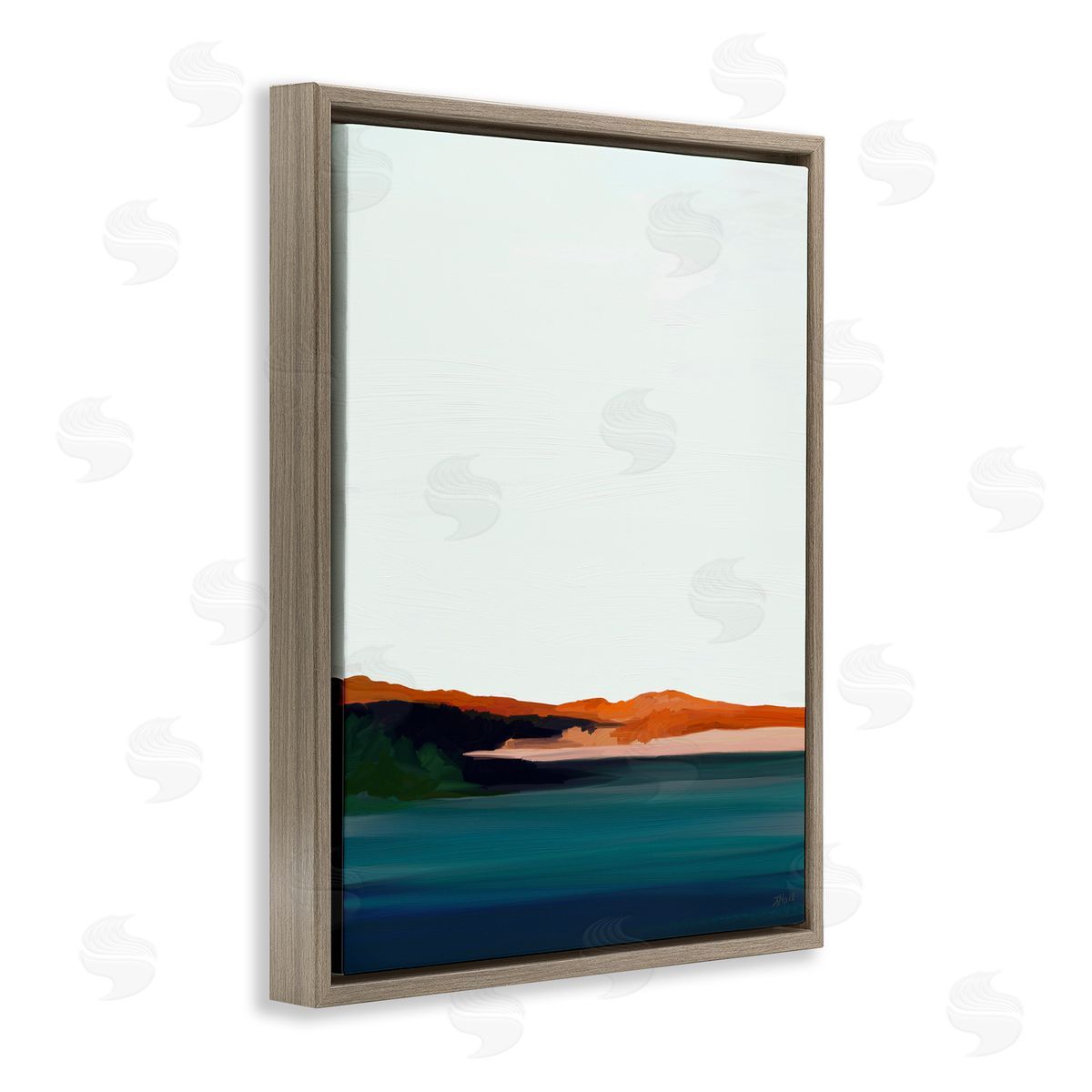 Amy Hall Serene Coastline Landscape Red Sands Quiet Sky Brown Floating Frame Canvas Wall Art Print