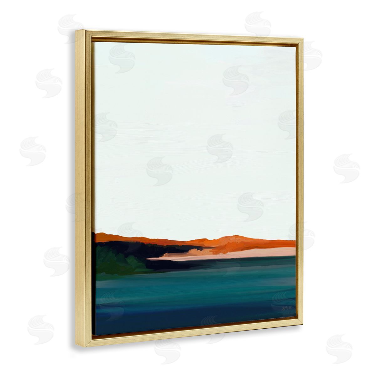 Amy Hall Serene Coastline Landscape Red Sands Quiet Sky Gold Floating Frame Canvas Wall Art Print