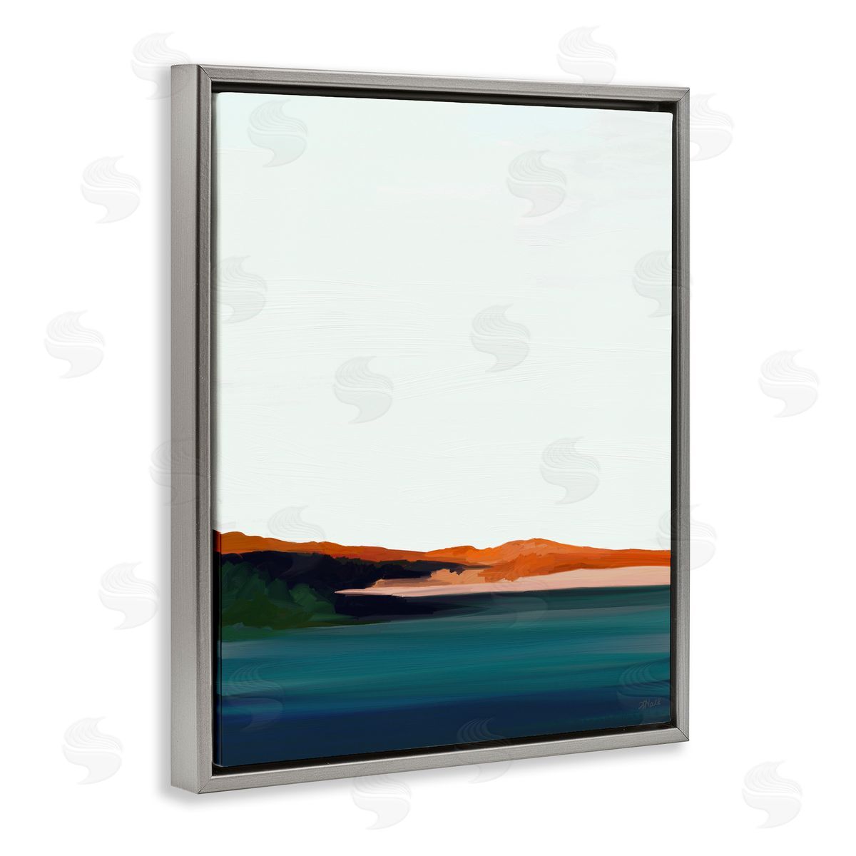 Amy Hall Serene Coastline Landscape Red Sands Quiet Sky Gray Floating Frame Canvas Wall Art Print