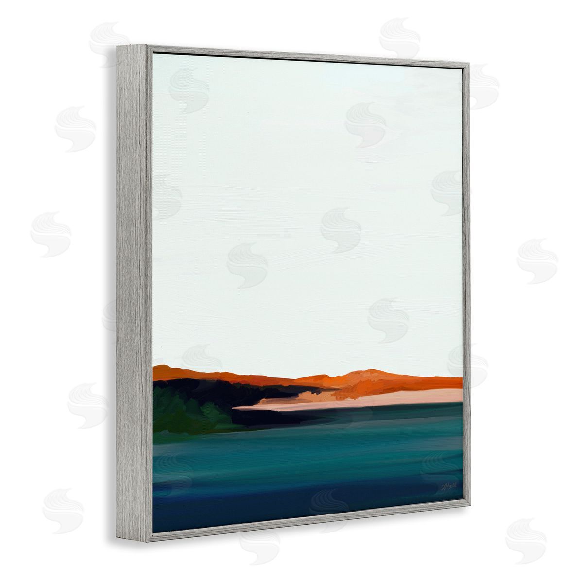 Amy Hall Serene Coastline Landscape Red Sands Quiet Sky Gray Framed Giclee Wall Art Print