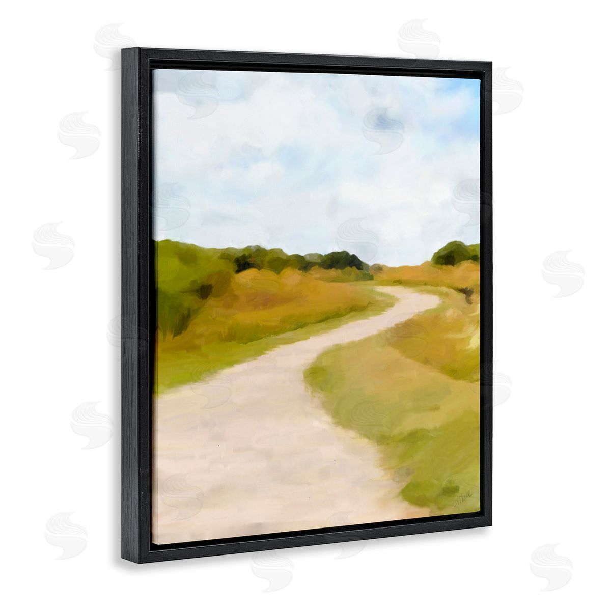Amy Hall Countryside Landscape Grassland Path Nature Vegetation Black Floating Frame Canvas Wall Art Print