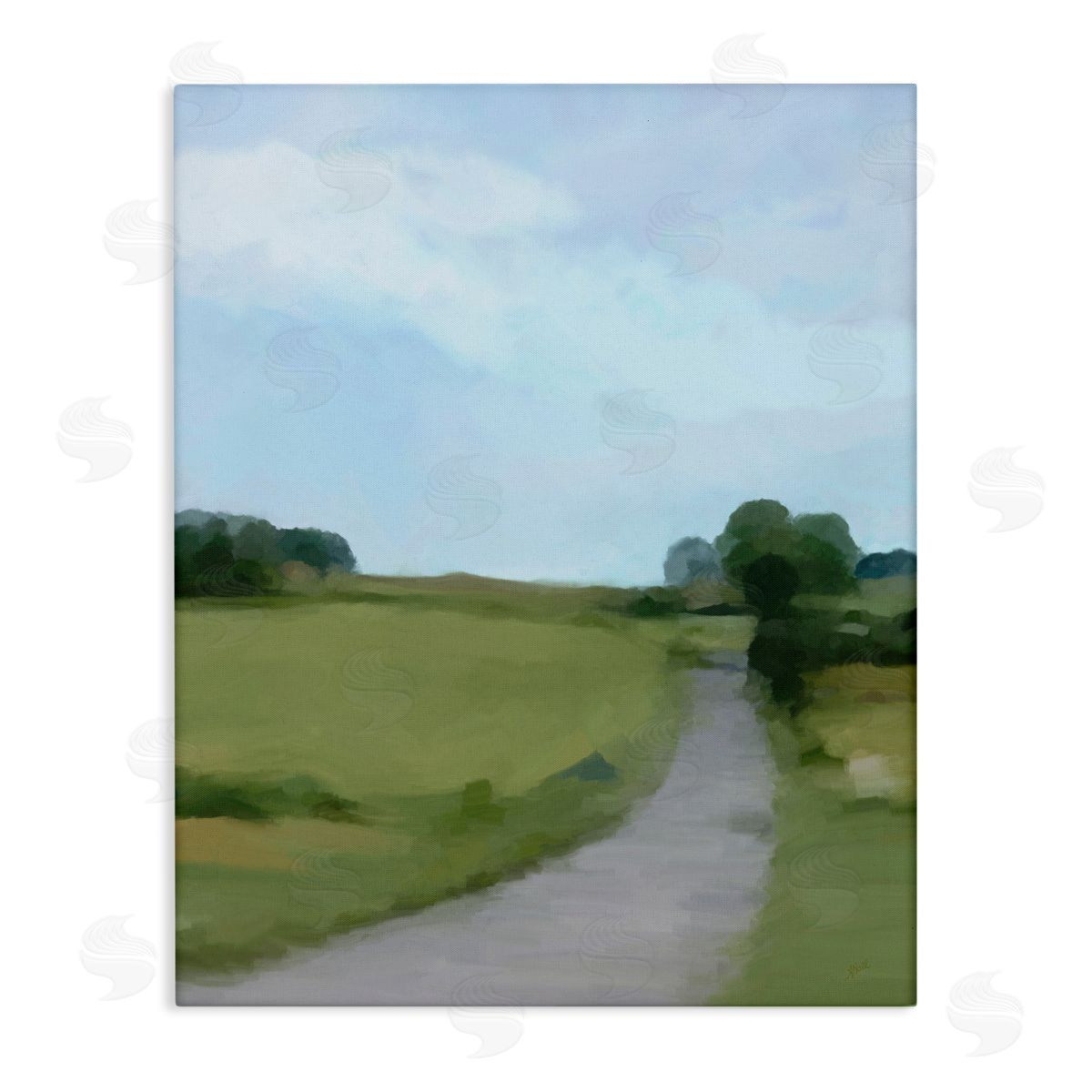 Amy Hall Abstract Path Through Grassland Rural Landscape Scene Stretched Canvas Wall Art Print